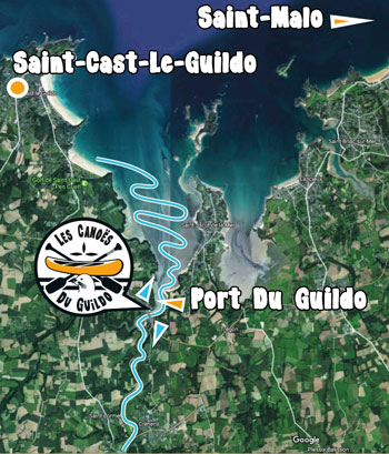 carte : les canoës du Guildo - Saint Cast - Saint Malo